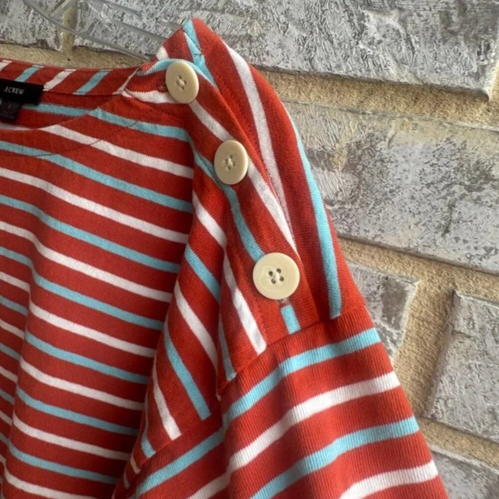 J. Crew 3/4 Sleeve Boat Neck Marines Striped Shirt Women's Size L